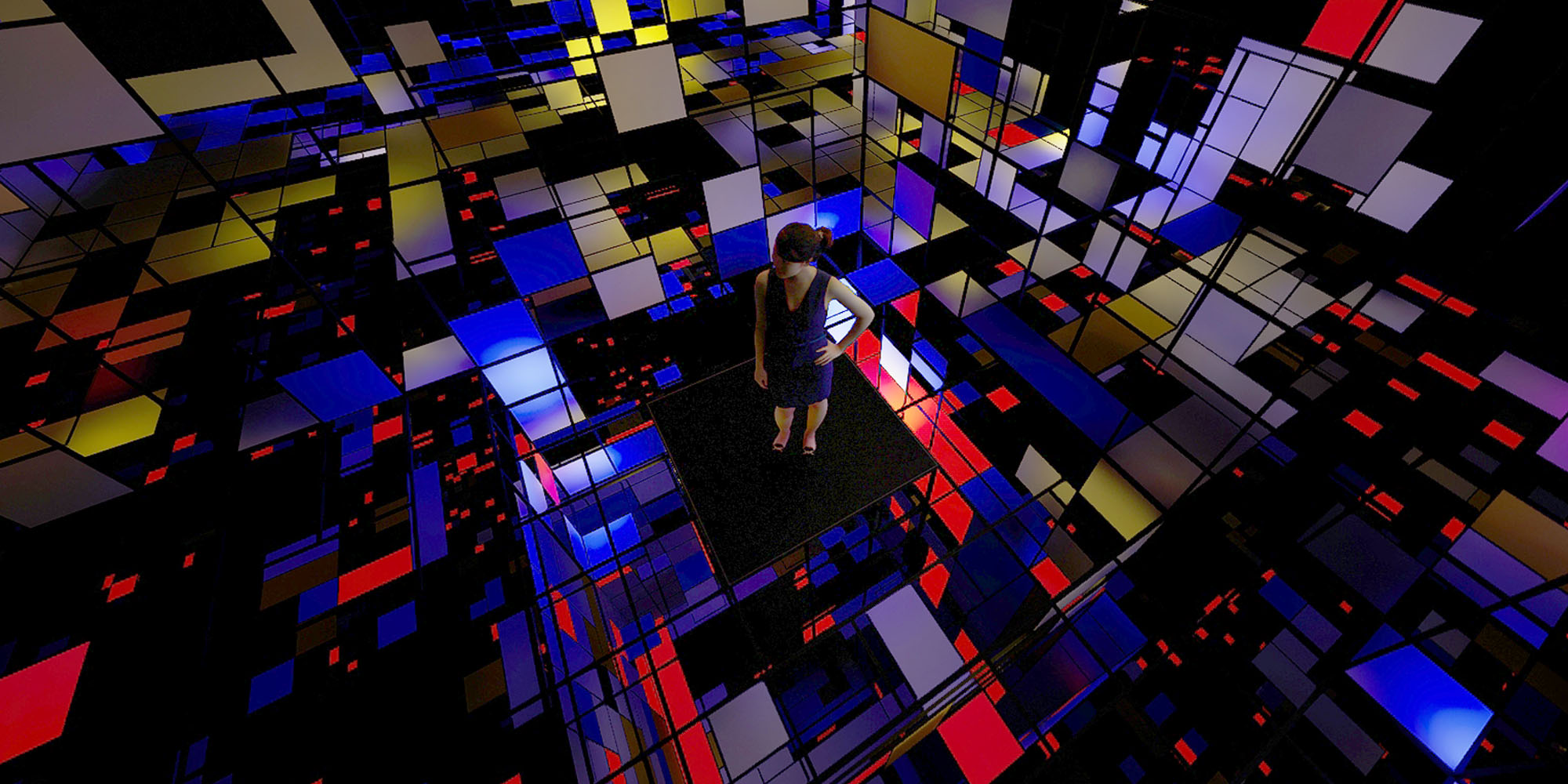 Installation Space with Yellow, Red, Black, Blue and Grey, in homage to Piet Mondrian